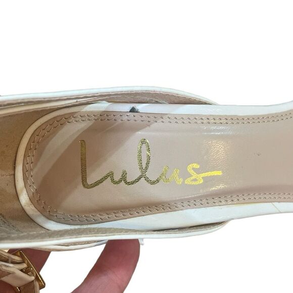 Lulus Shayla White Ankle Strap Heels Womens Size 8.5 - Picture 11 of 13